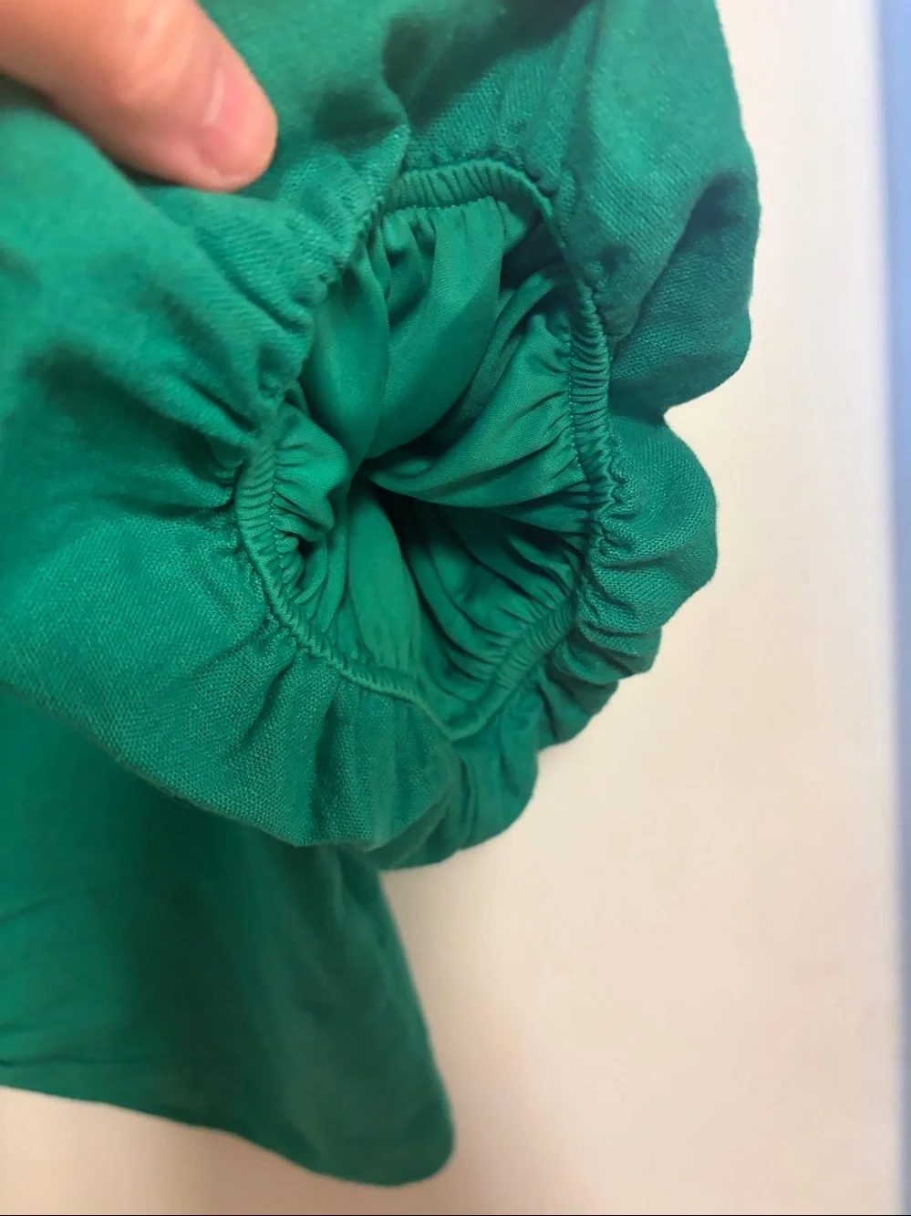Marc New York Emerald Green Knot-Front Puff Sleeve Blouse Large